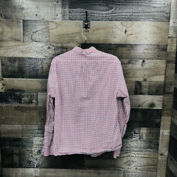 J Crew Men's Slim Fit Button Down Gingham Plaid Shirt Sz LG Red Blue 100% Cotton - Picture 5 of 6